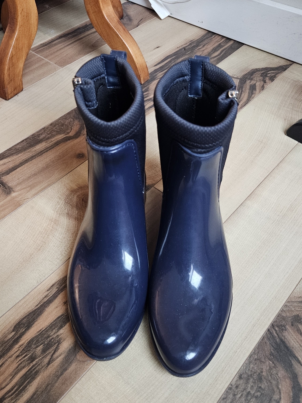 Women’s Navy Waterproof Ankle Rain Boots with Cushioned Collar